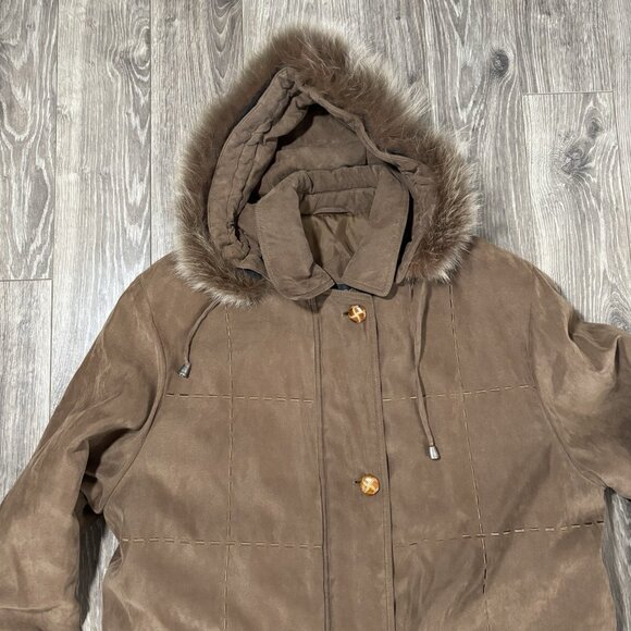 VTG Fennelli Limited Edition Womens Full Length Brown Winter Coat Size 15/16 Fur - Picture 2 of 16